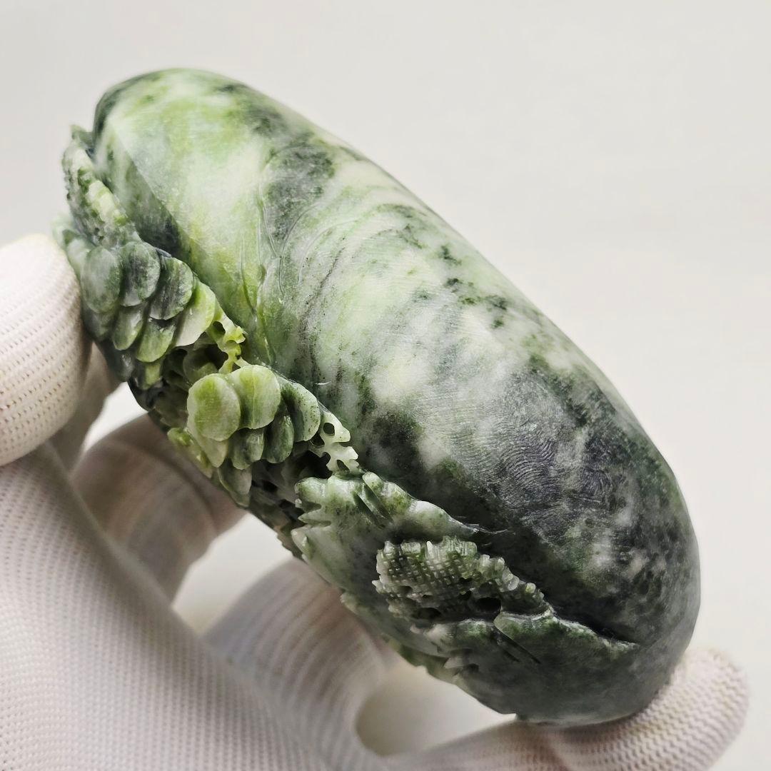 中国古美術 天然石 翡翠 碧玉 手彫 深山訪友紋 超大型玉掛飾 置物 根付 激安