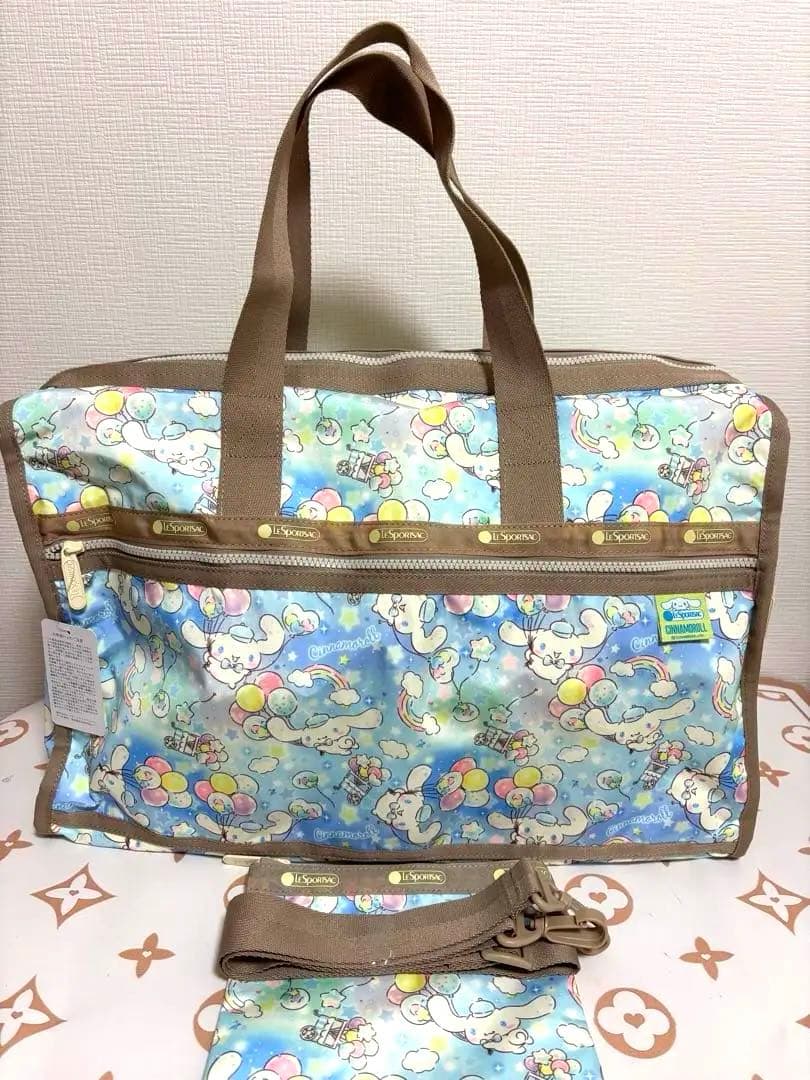 レスポートサック　サンリオシナモロールボタニカル　ボストンバッグ ラージサイズ