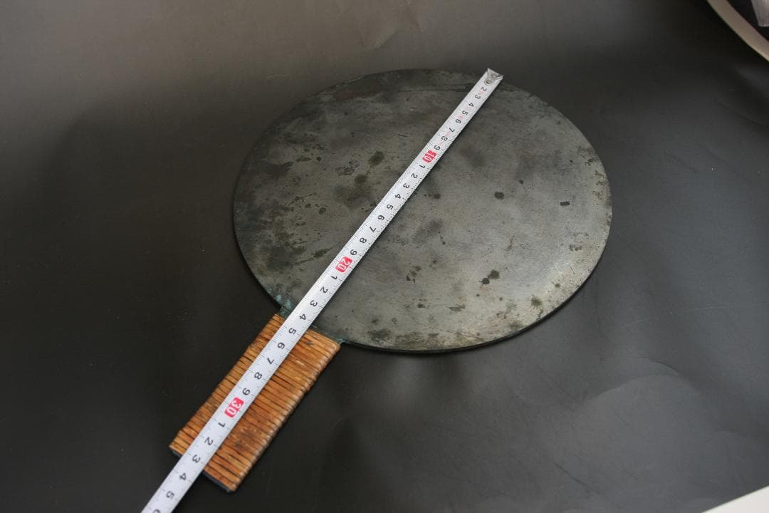 大きめ古銅鏡　910g　青銅鏡　中原攝津森光重作　和鏡　江戸期