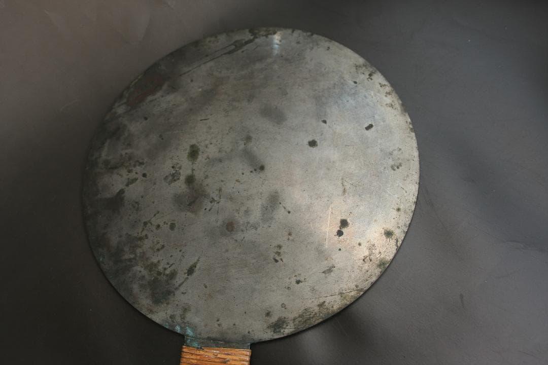 大きめ古銅鏡　910g　青銅鏡　中原攝津森光重作　和鏡　江戸期
