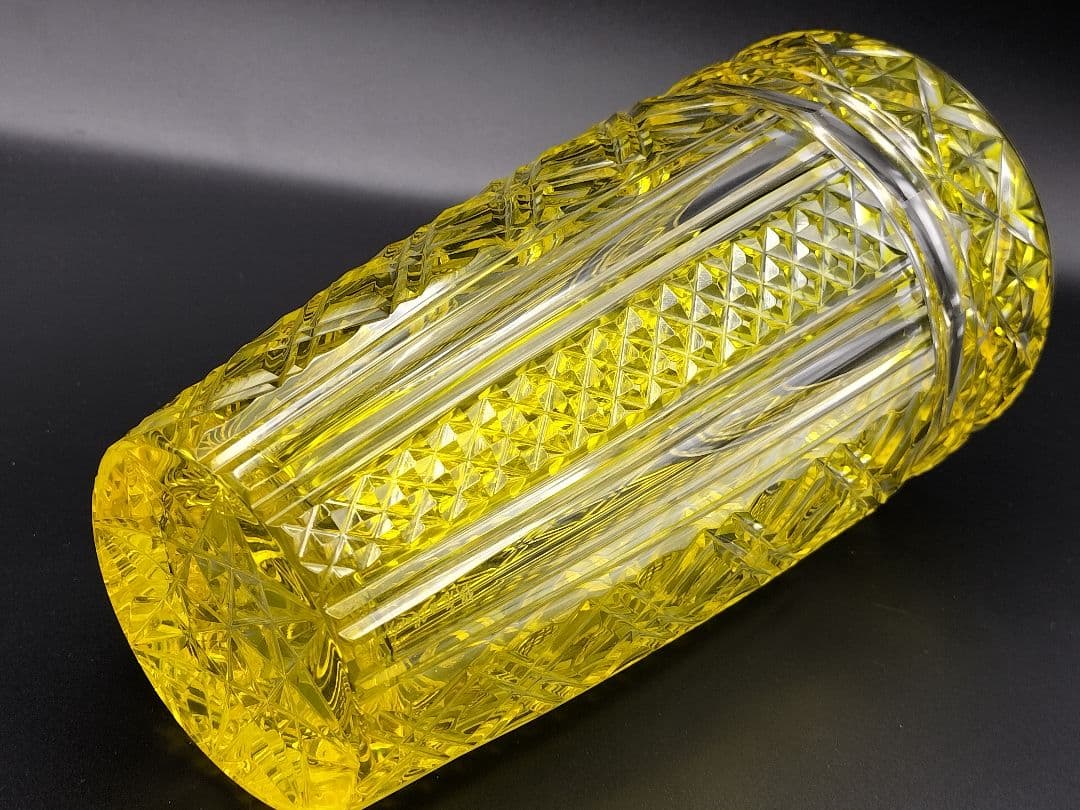 超希少品☆中根櫻龜 復元25周年記念 薩摩切子 花器（切子、江戸切子、薩摩切子