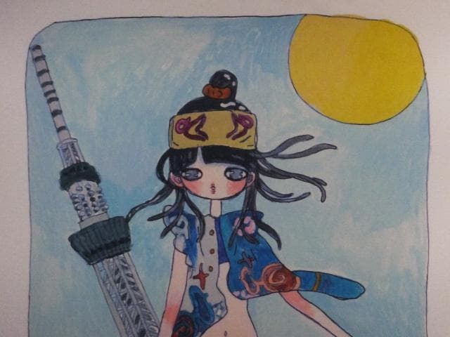 現代アート タカノ綾　直筆サイン『雷門の提灯に乗ってやって来る』1205D