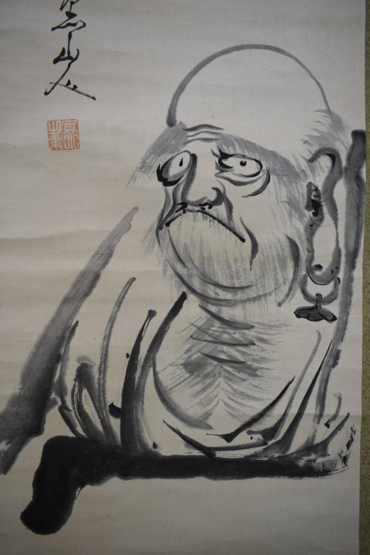 不詳/作者不詳/達磨画賛/布袋屋掛軸HJ-568