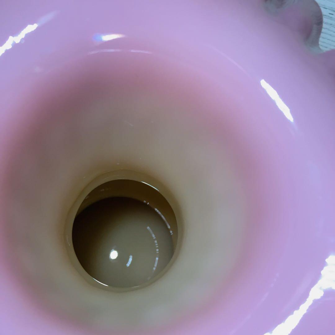 フェントン ベビーピンク ウランガラス ラッフル フラワーベース Fenton