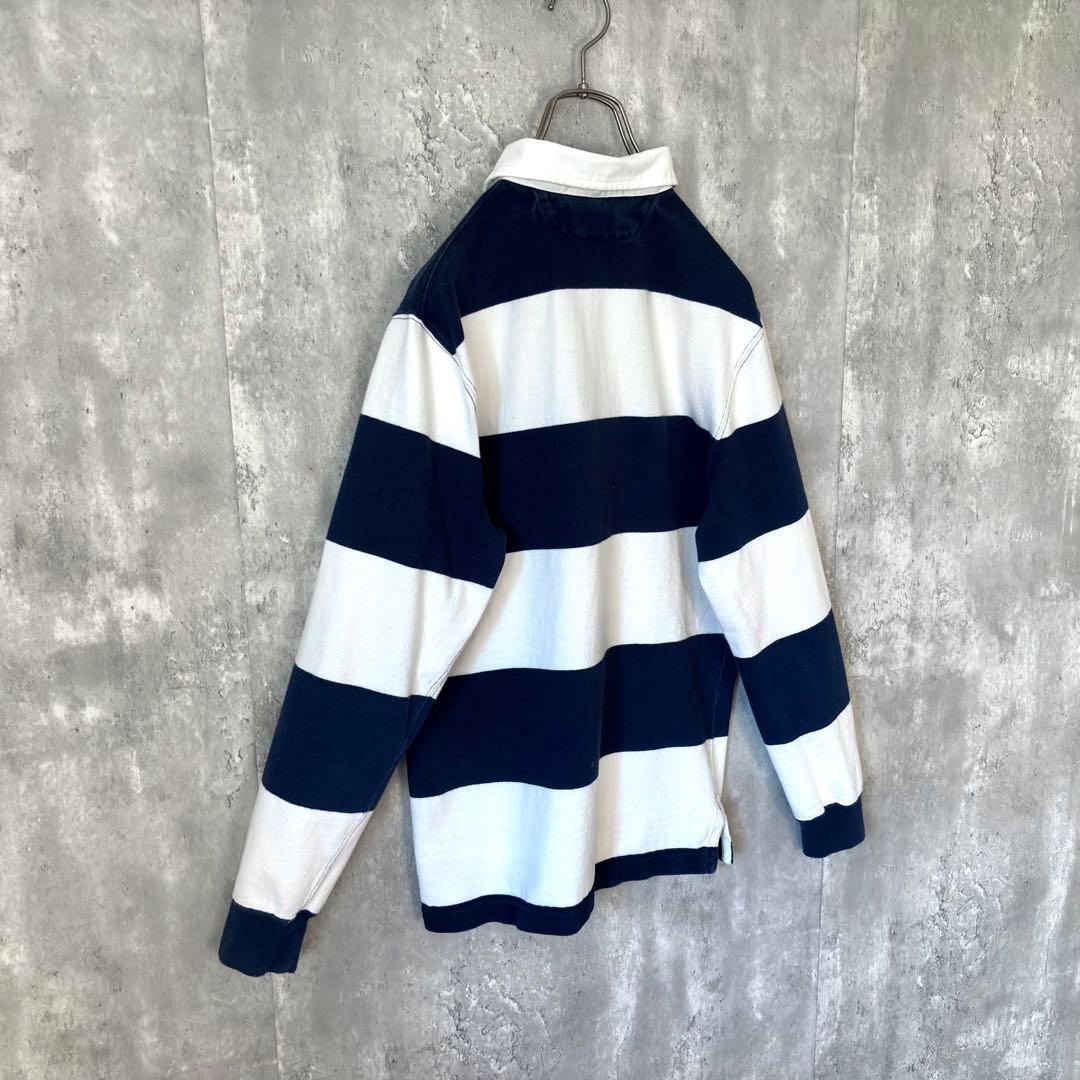 【最高デザイン！】90's ラルフローレン ラガーシャツ 太ボーダー 刺繍ポニー