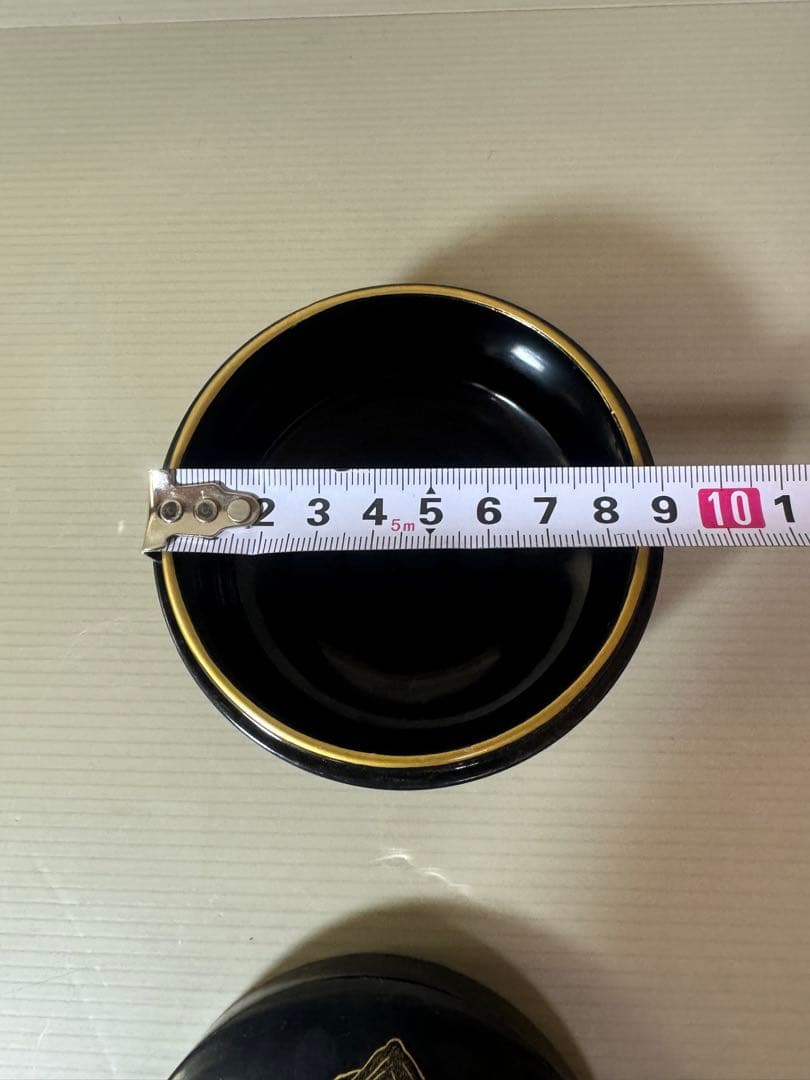 2766 漆器　金蒔絵　棗1客　皿4客