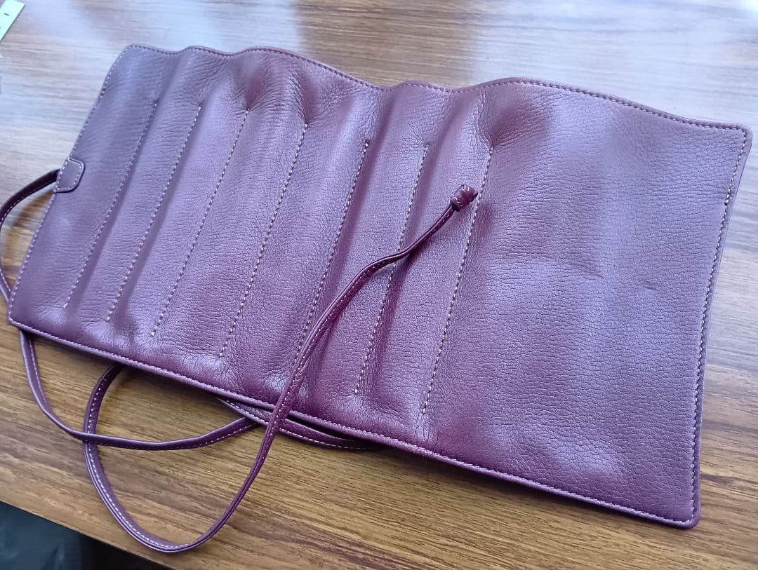 ナガサワ ロールペンケース キップレザー 7本差し ボルドー