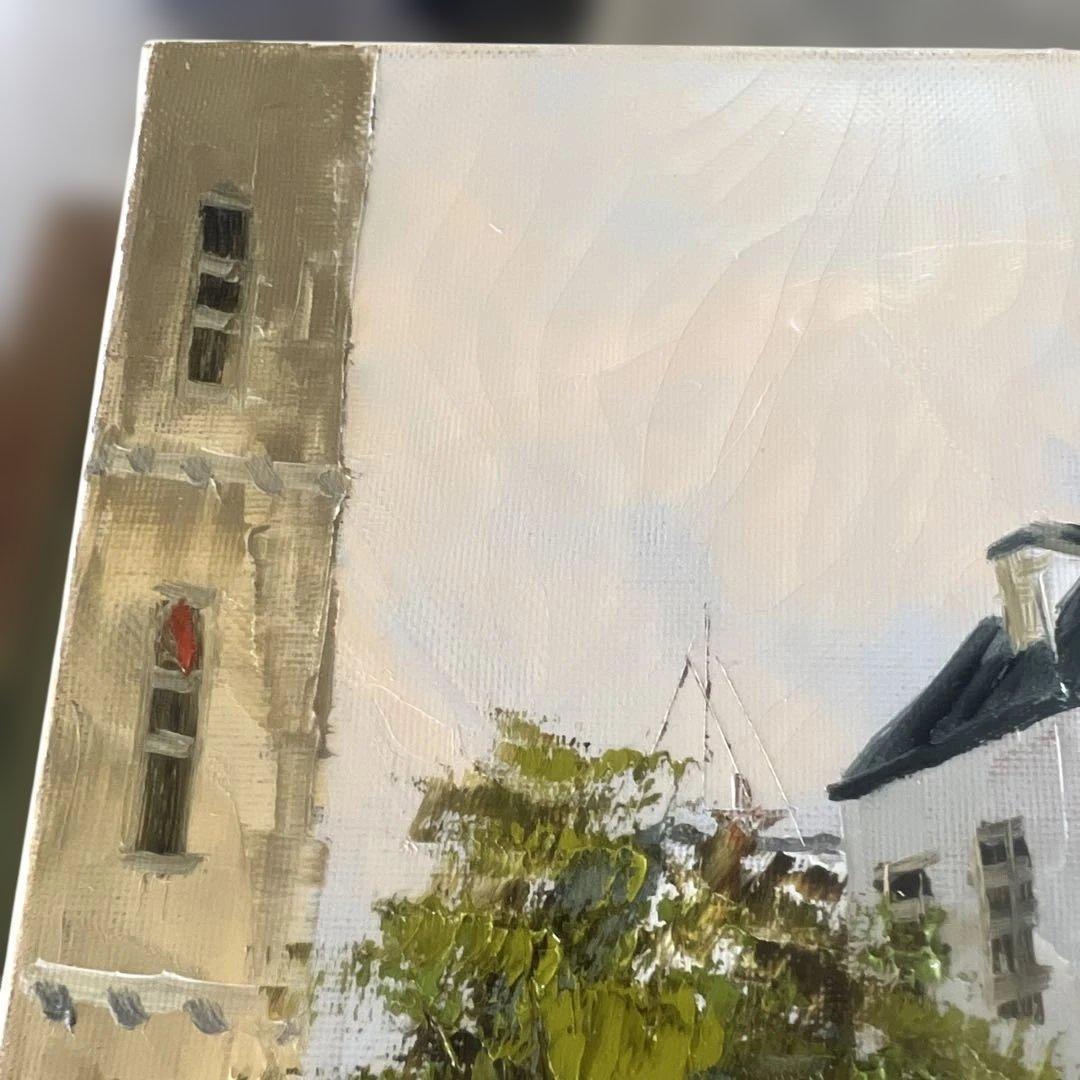 黒沢久 街角の風景 油彩画 サインあり