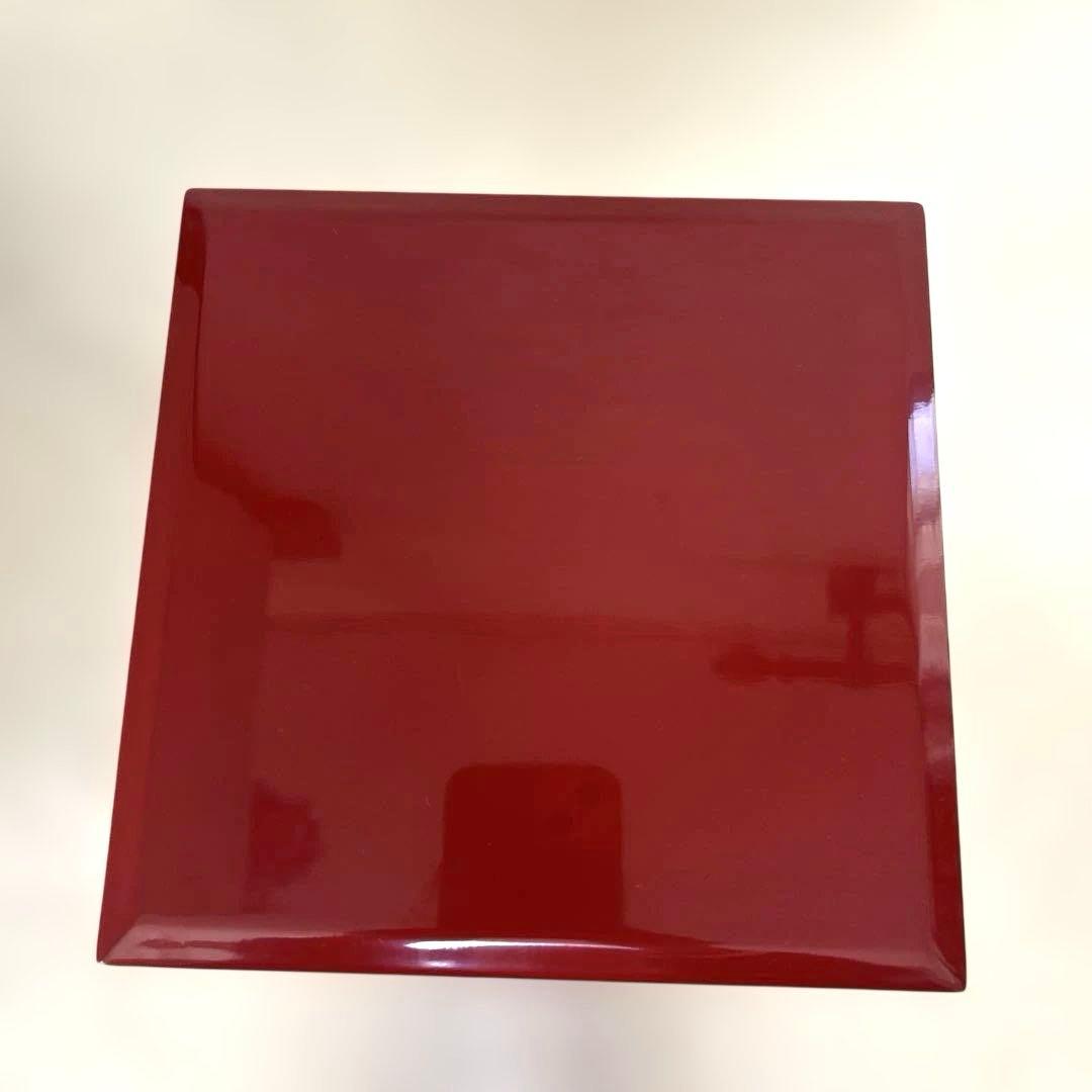 川連漆器 朱内黒 三段重めんとり 蓋二枚