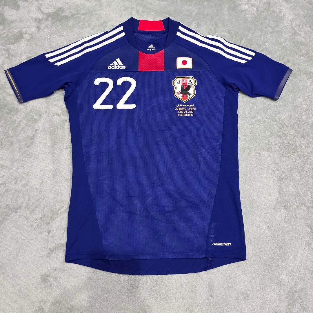 日本代表　2010　中澤佑二　デンマーク戦　ユニフォーム　L　adidas　青