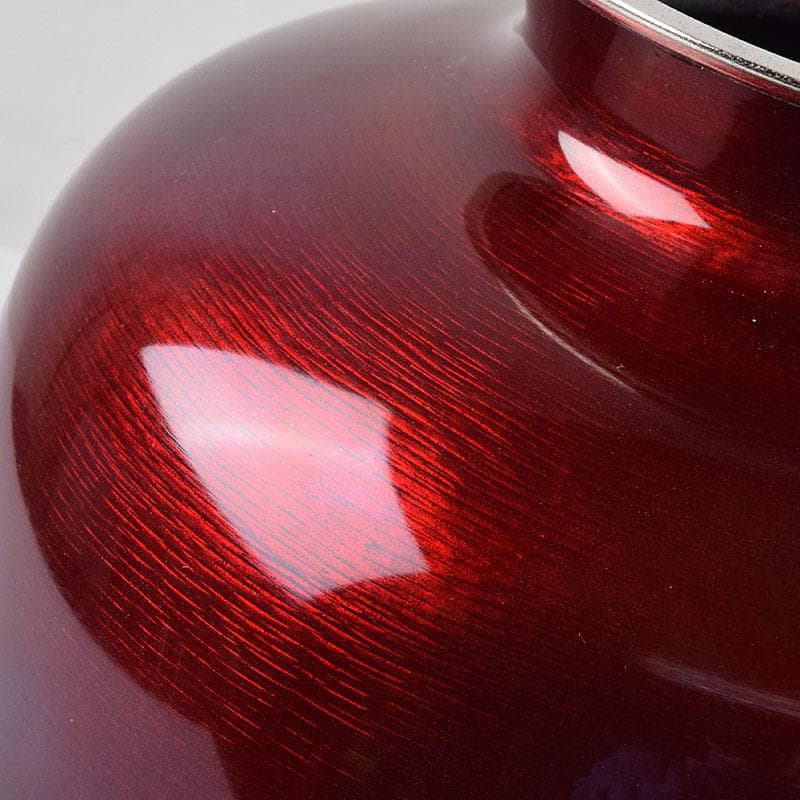 七宝焼　太田七宝造　透釉　旭光釉　菊文　花瓶　共箱　M　R8971H