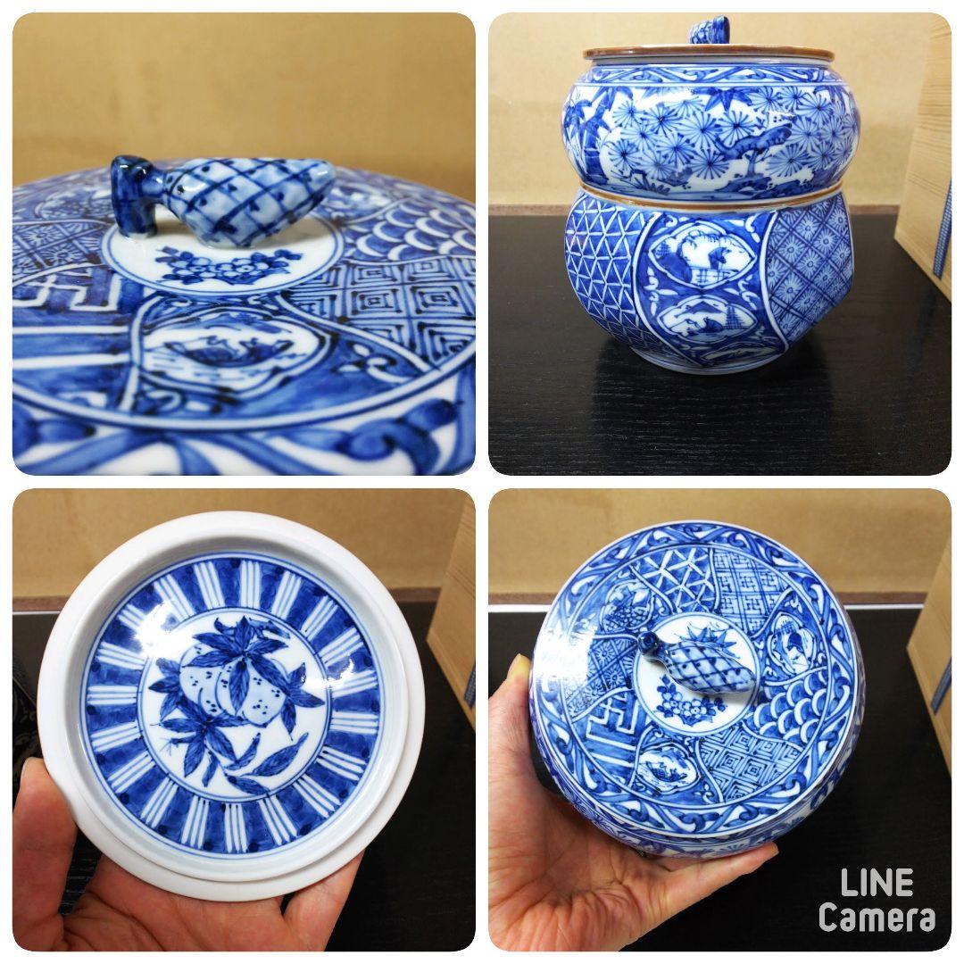 （315）【特価】✿高野昭阿弥造★祥瑞絵写瓢型腰稔水差★破魔オマケ付き★