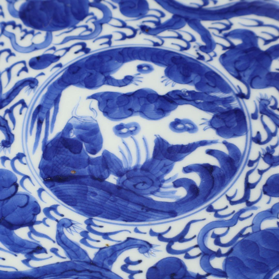 伊万里染付龍文七寸皿　∅21㎝　通り文　骨董　古伊万里　R1480w3B2