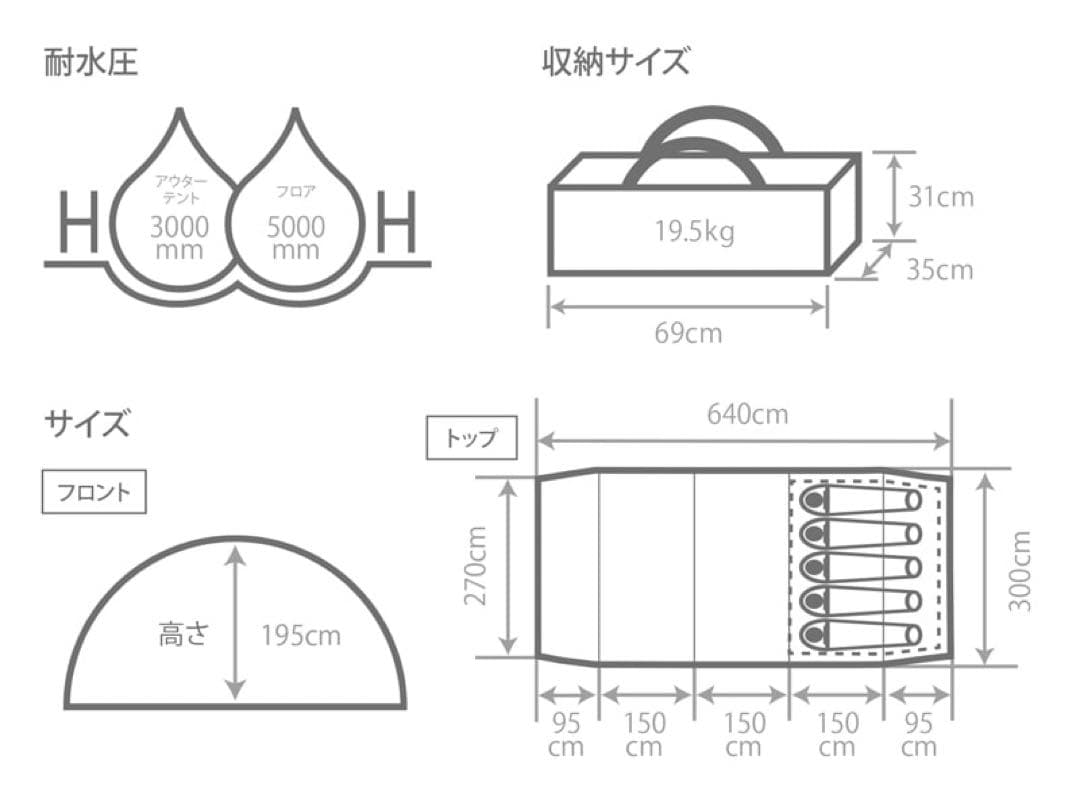 DOD カマボコテント3M ブラック（T5-689-BK）新品・未開封・送料込み