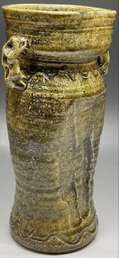 古伊賀　伊賀焼　耳付花入　合箱　e5016