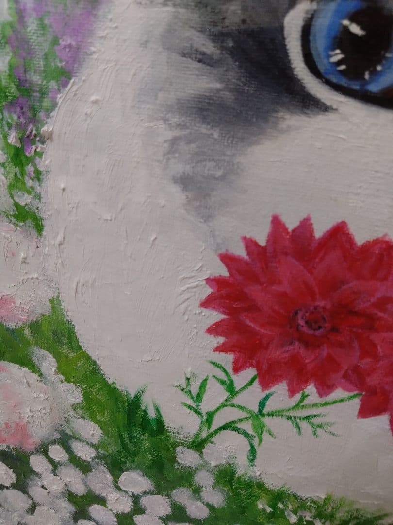 「ラグドール　イン　花畑」　猫、絵画