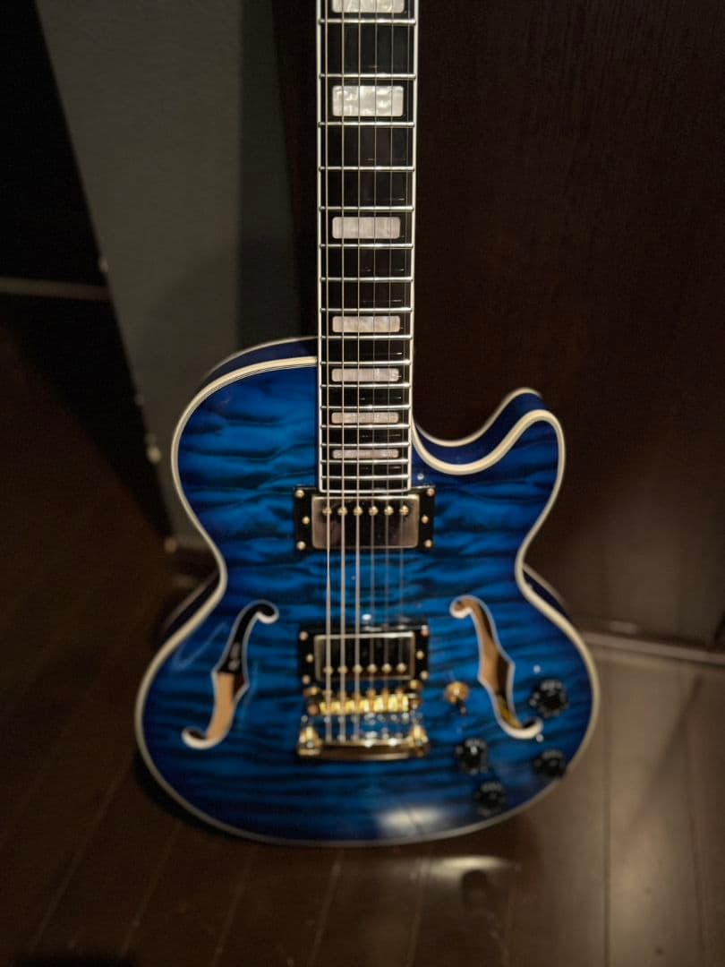 Grote エレキギター 青 ホロウボディ