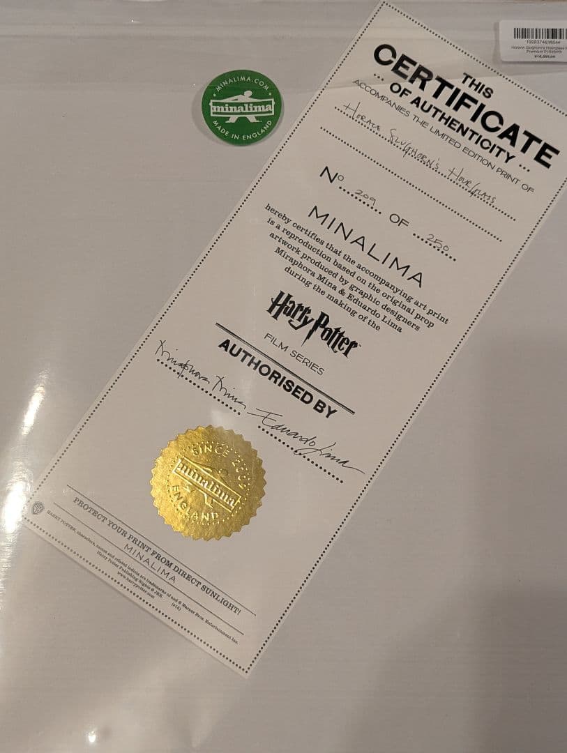 【世界250枚限定】ハリーポッター　アートプリント　ミナリマ