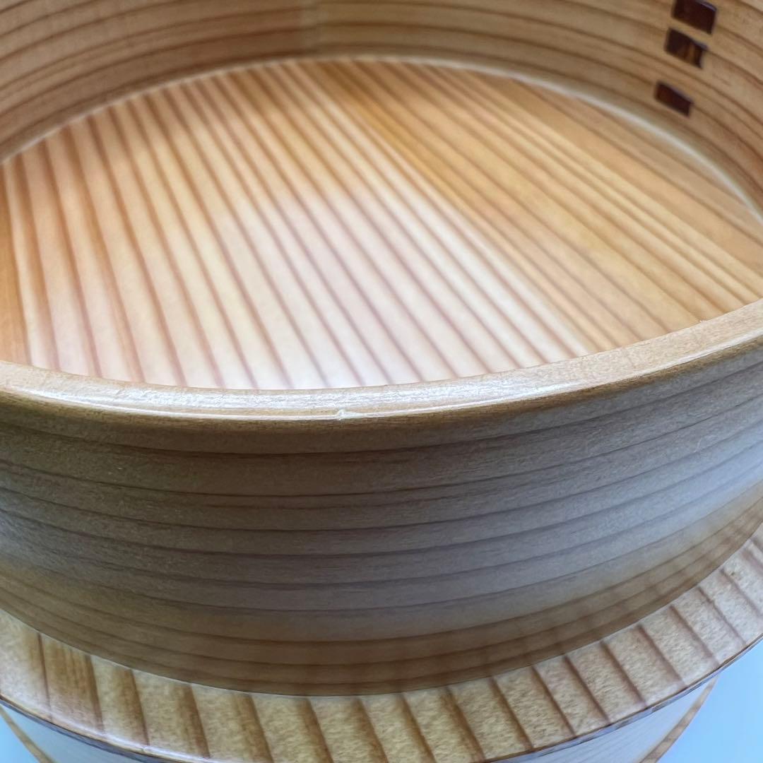 値下げ【新品】レア品　伝統工芸品丸三段竹の子重　曲げわっぱ 大館工芸社丸型弁当箱