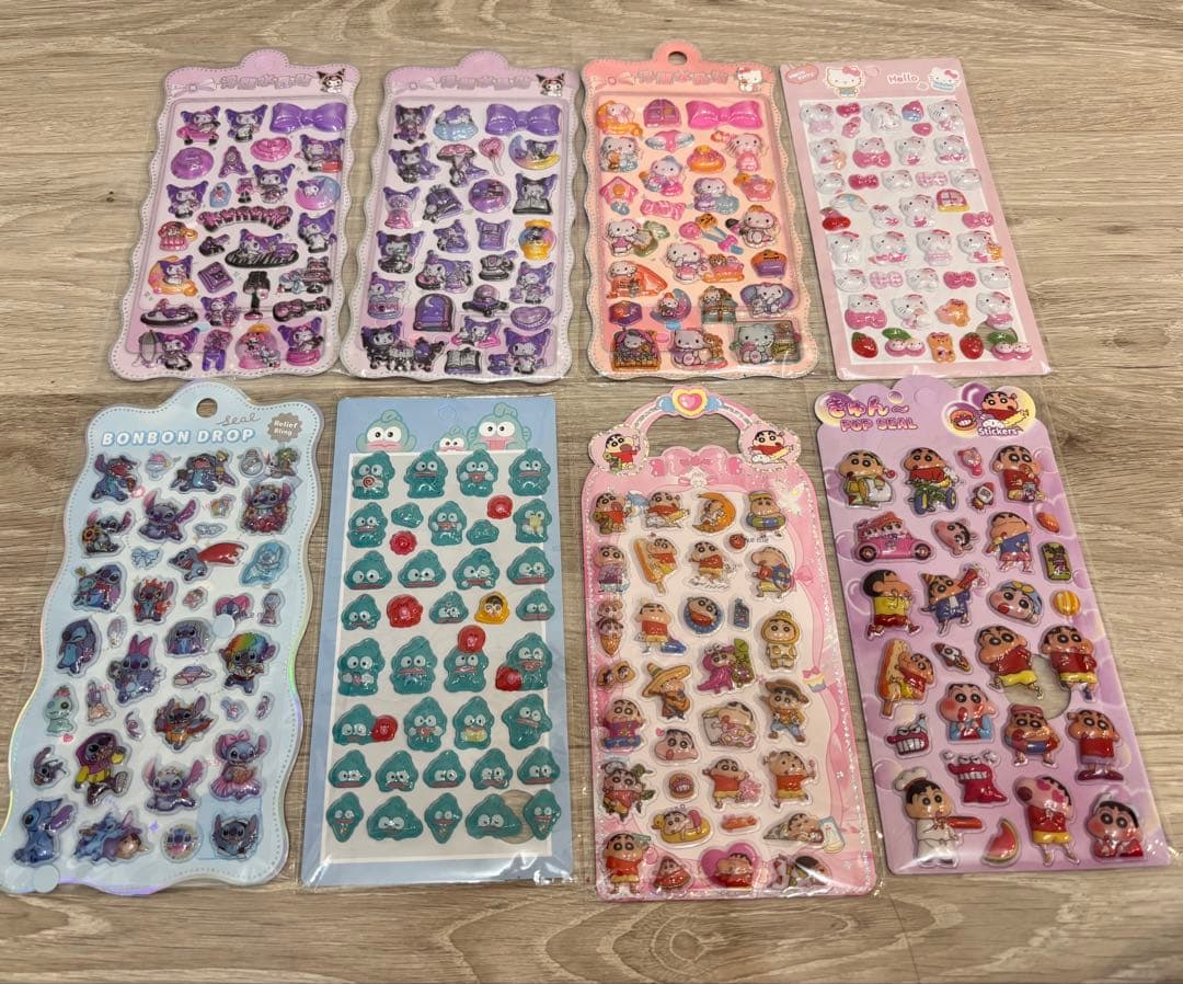 【本日限定価格】キャラクターぷっくり・ボンボンドロップ風3Dシール　60枚