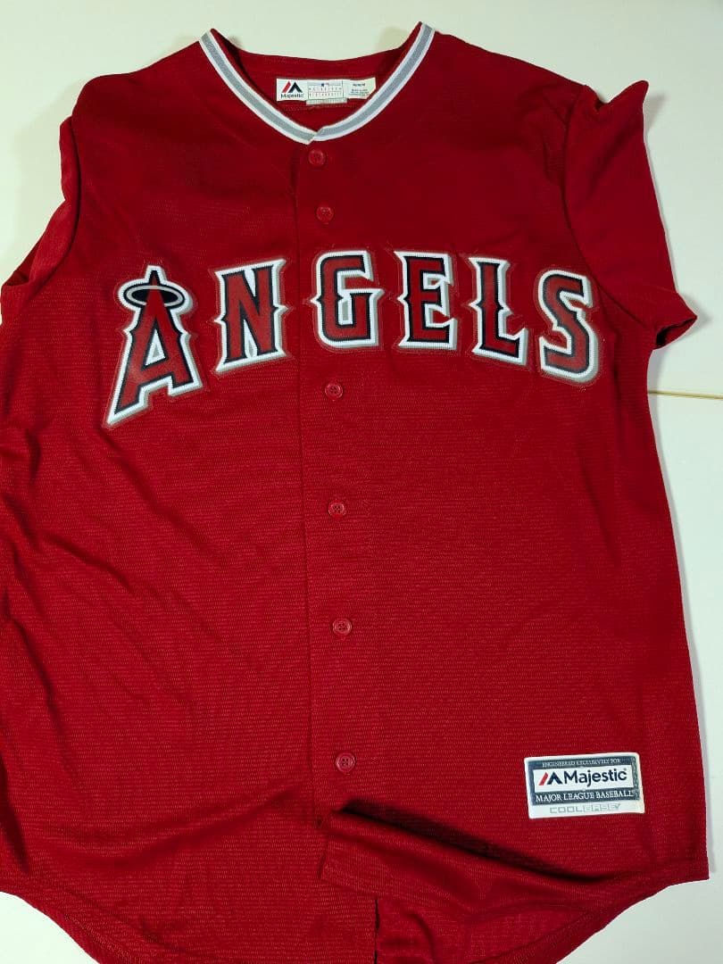 ①USA製 マジェスティック　エンゼルス 大谷翔平 ユニフォーム　Ｍ レッド