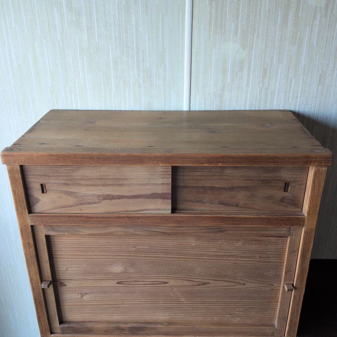 アンティーク大正時代木製茶箪笥 引き出し付き コンパクト