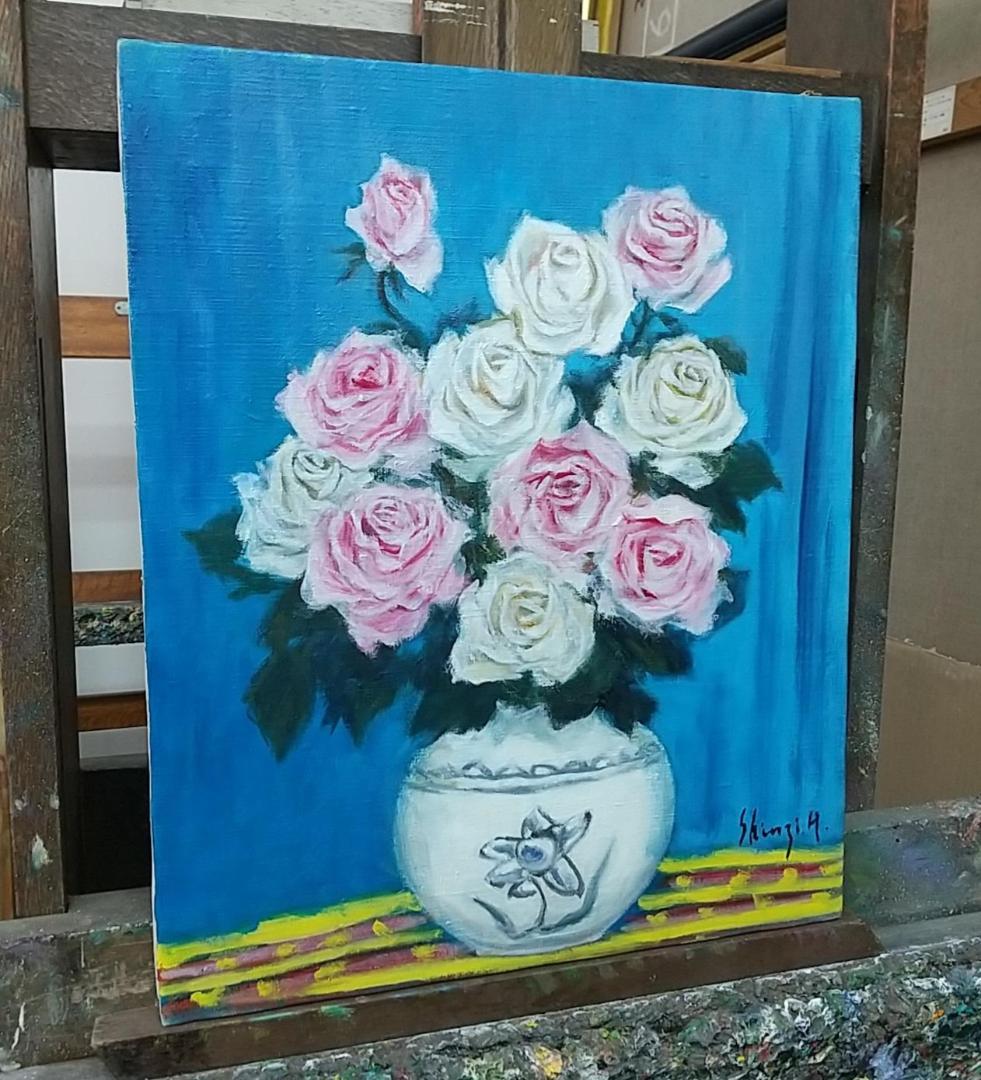 絵画「薔薇」 F8 油絵 油彩画 静物画 アート