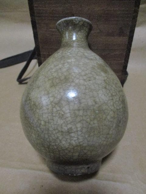 李朝　堅手の徳利　古箱付き　S15-3