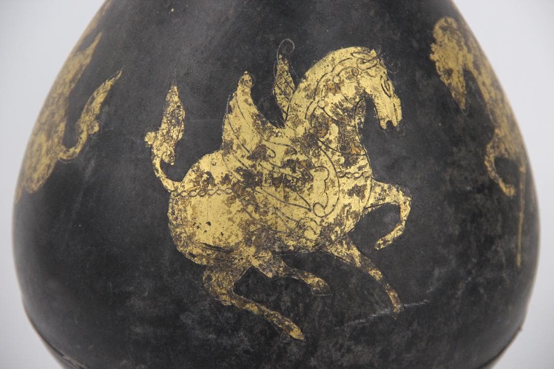 古美術 古銅 鍍金 竜首 水瓶 胡瓶 浄瓶 国宝法隆寺献納御物写 ED11-28