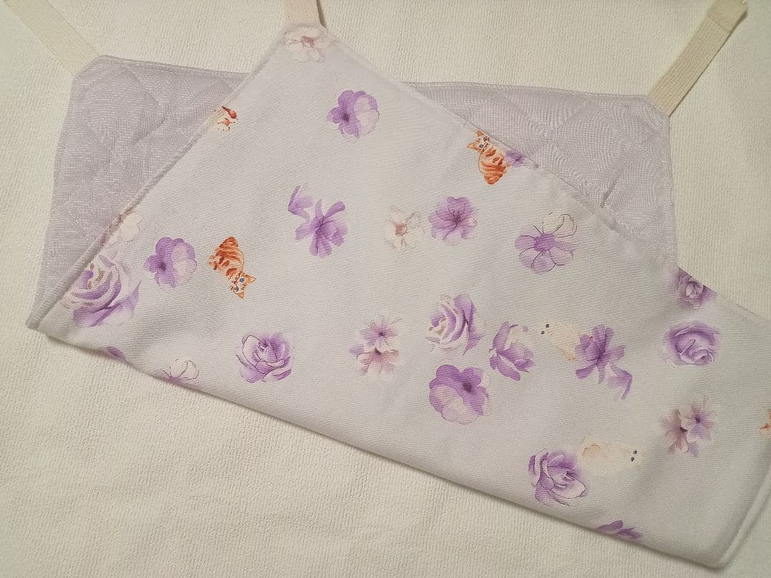 クレートカバーМ　花と猫ピンク系