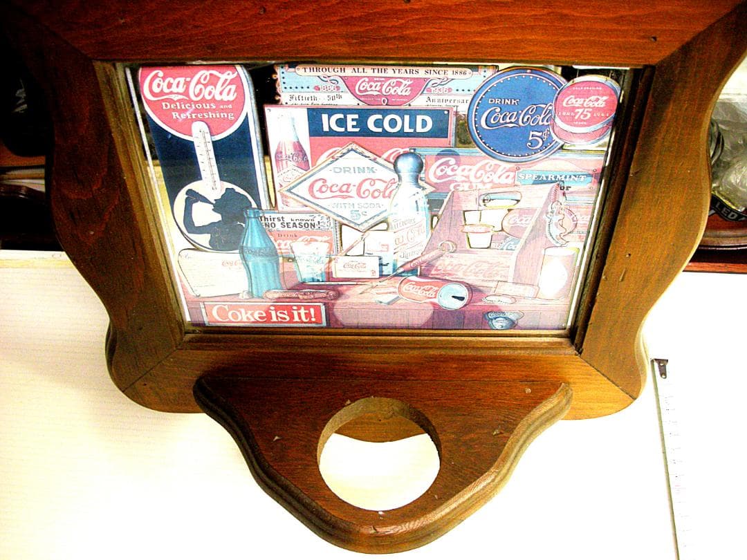 超希少ヴィンテージ パブミラー 額装タオル掛け付◆直輸入品ガラス製レアインテリア