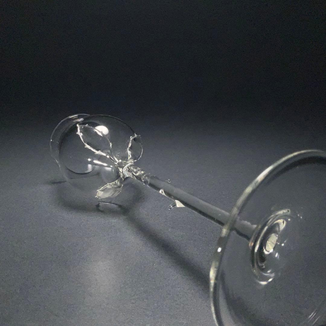 【美品】アンティークグラス　バラ　飾り　R1333ダI