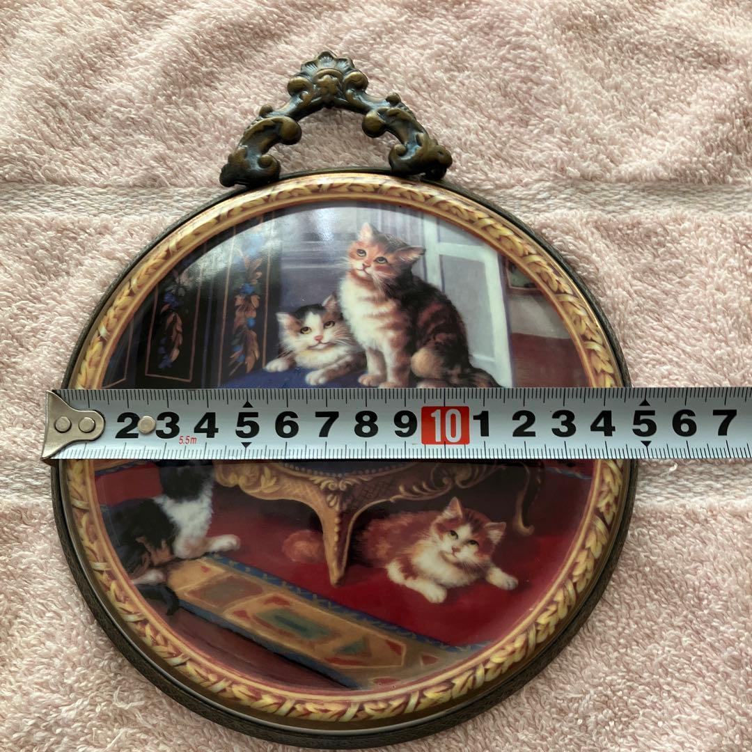 希少　マイセン 猫 壁掛け 飾り絵 プレート 猫の絵画 アンティークフレーム
