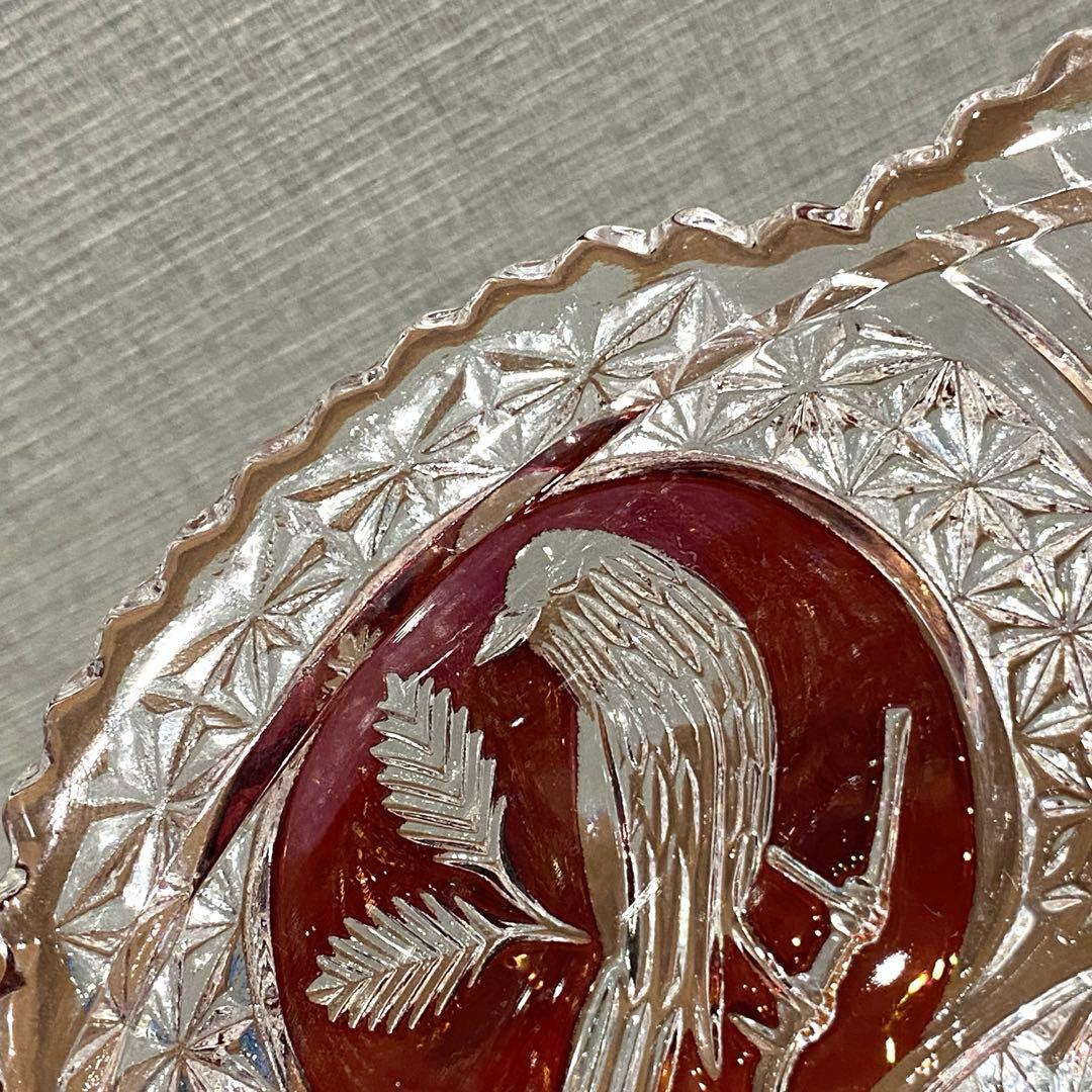 【美品】HOFBAUER ホフバウワー　クリスタル　ガラス　鳥の彫刻　コンポート