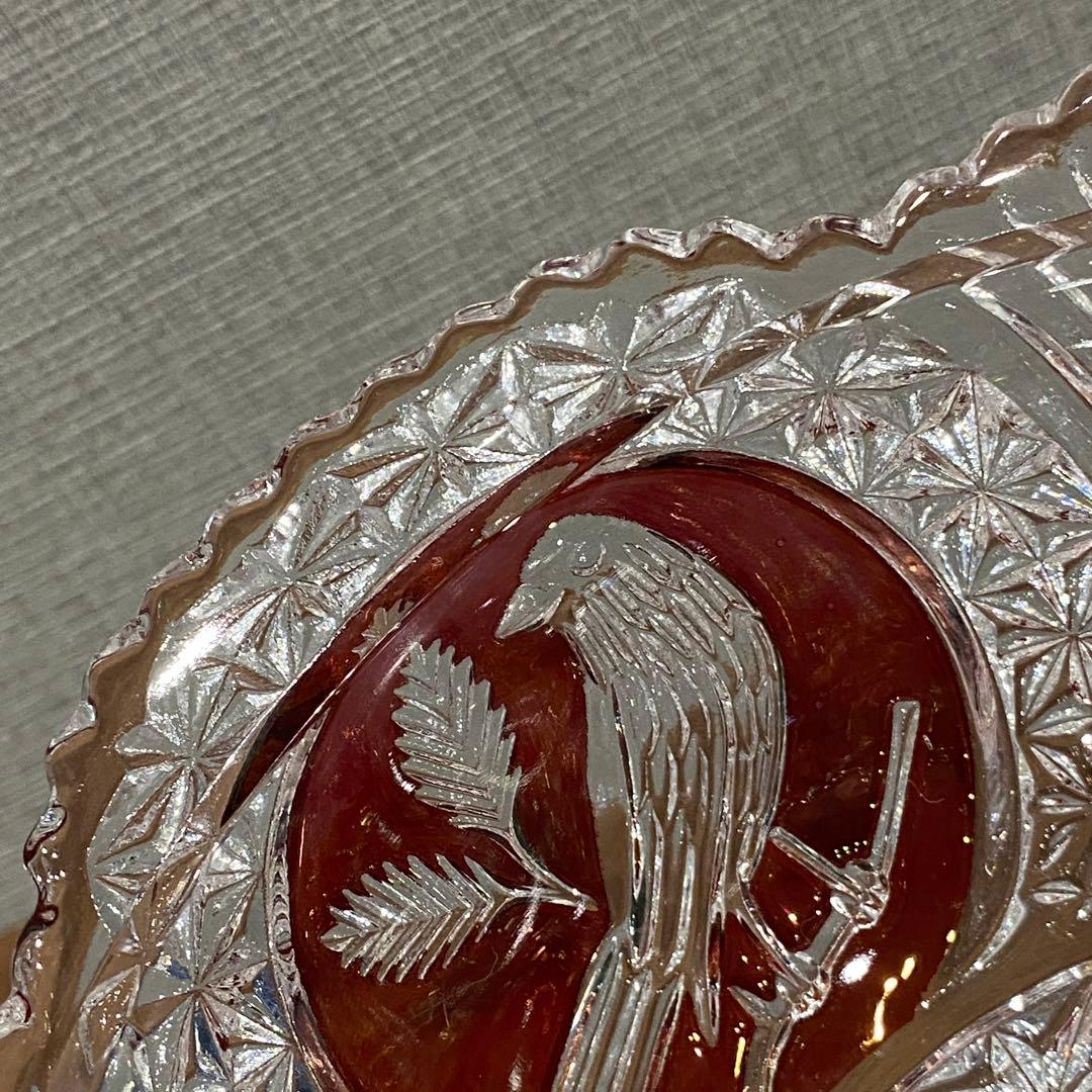 【美品】HOFBAUER ホフバウワー　クリスタル　ガラス　鳥の彫刻　コンポート