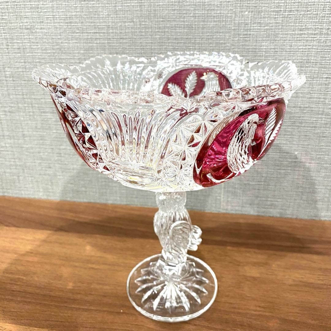 【美品】HOFBAUER ホフバウワー　クリスタル　ガラス　鳥の彫刻　コンポート