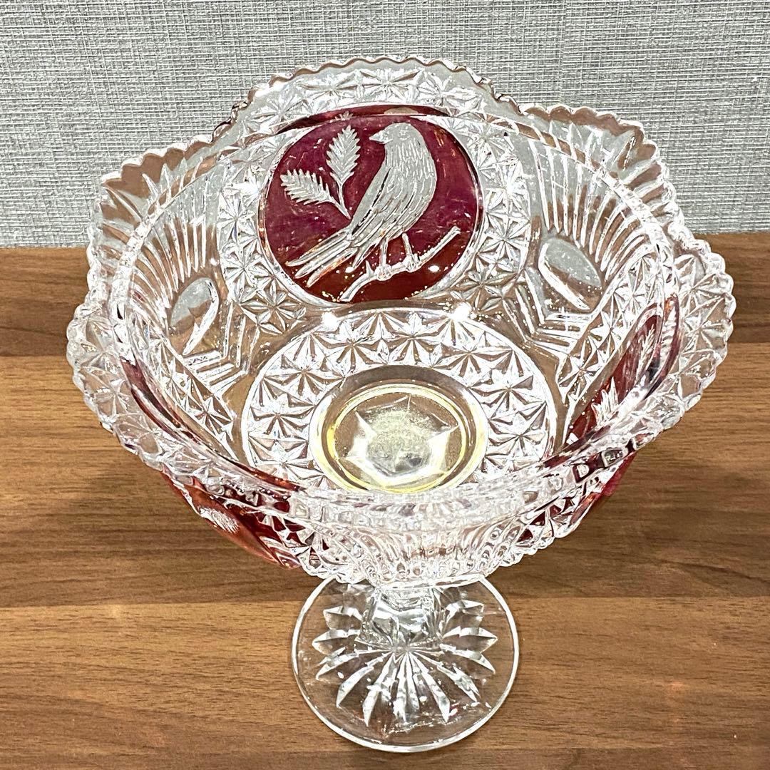 【美品】HOFBAUER ホフバウワー　クリスタル　ガラス　鳥の彫刻　コンポート