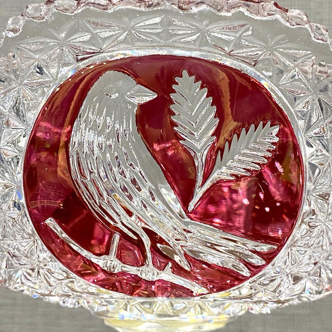 【美品】HOFBAUER ホフバウワー　クリスタル　ガラス　鳥の彫刻　コンポート