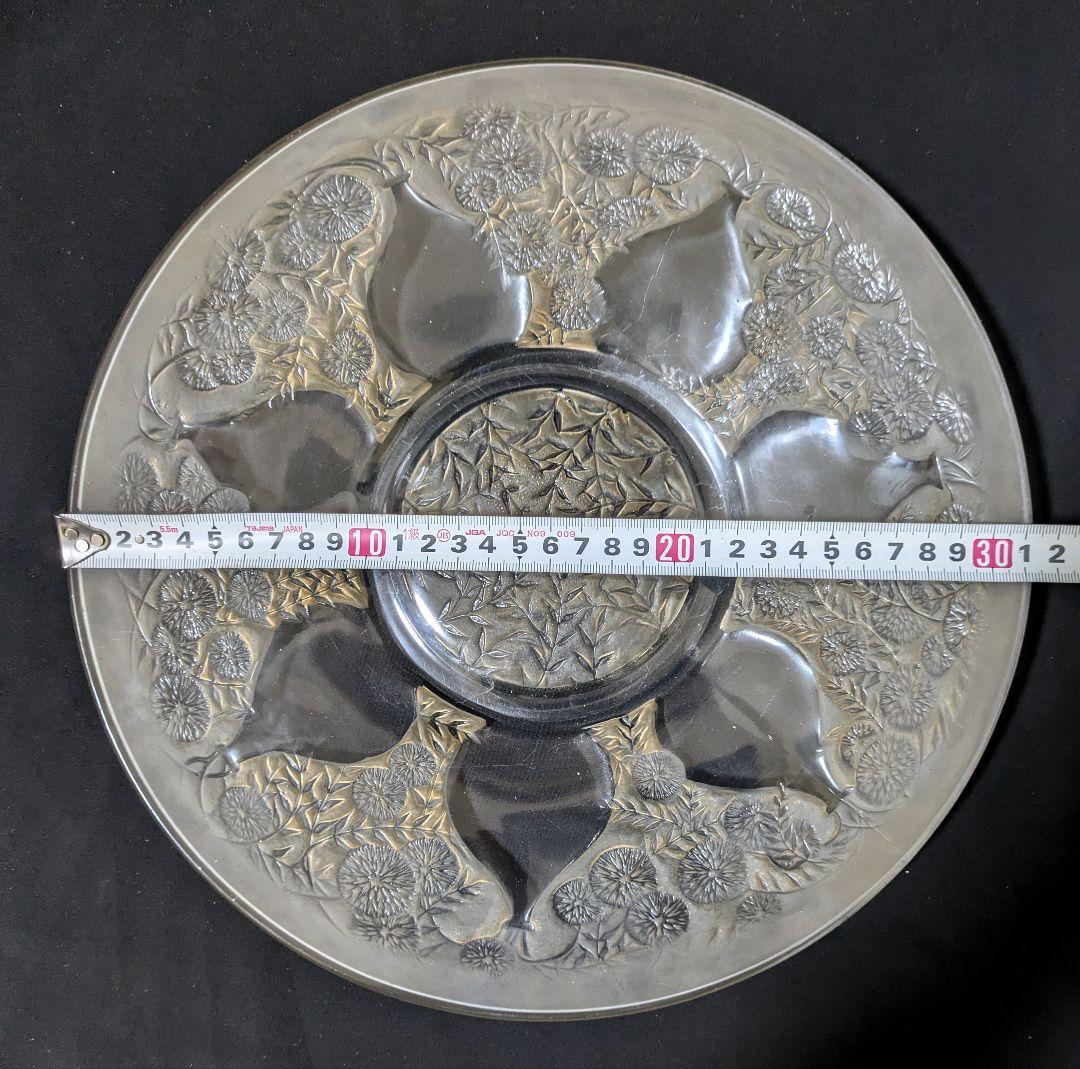 大皿　ルネ・ラリック　R LALIQUE　VASES No.1　茶パチネ　雛菊文