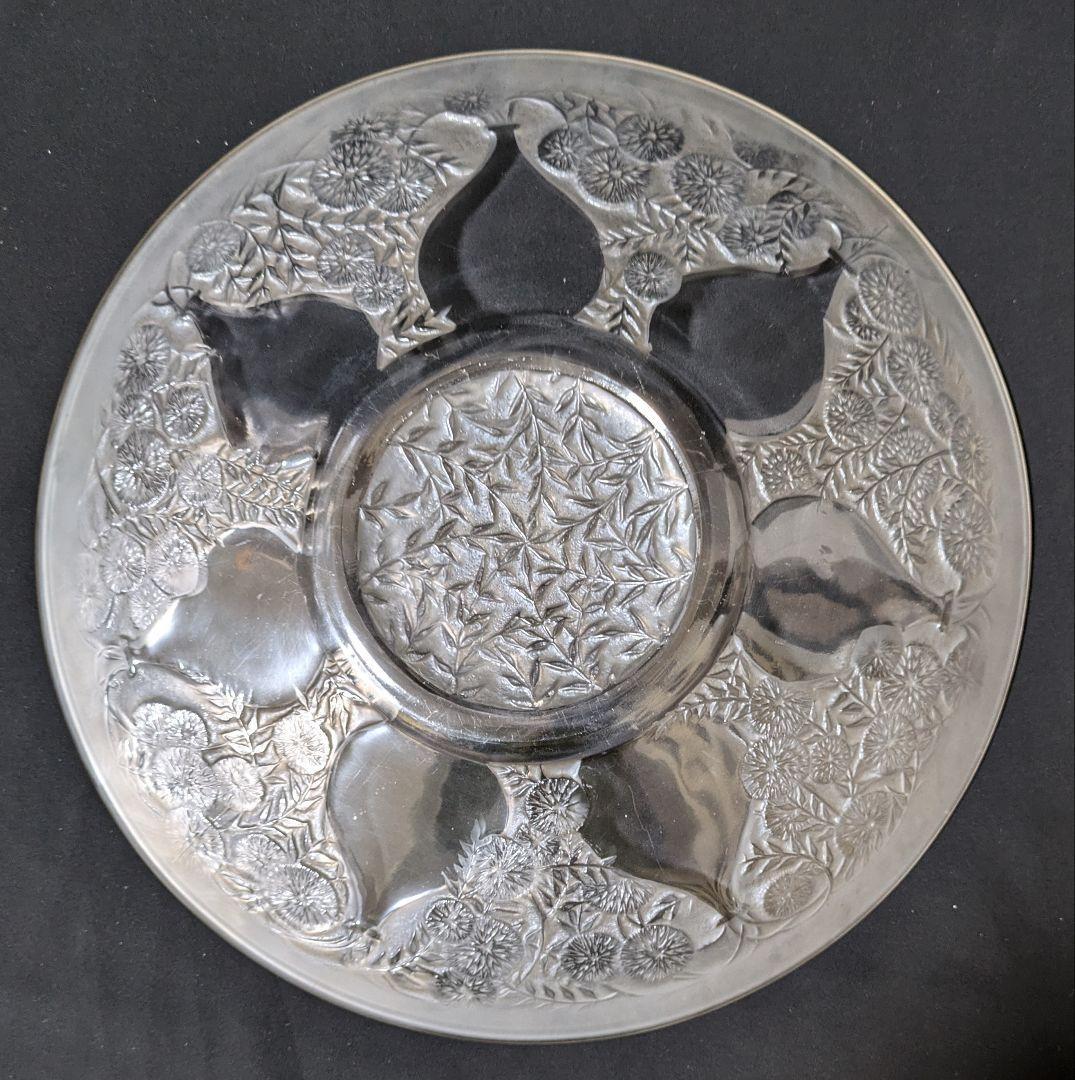 大皿　ルネ・ラリック　R LALIQUE　VASES No.1　茶パチネ　雛菊文