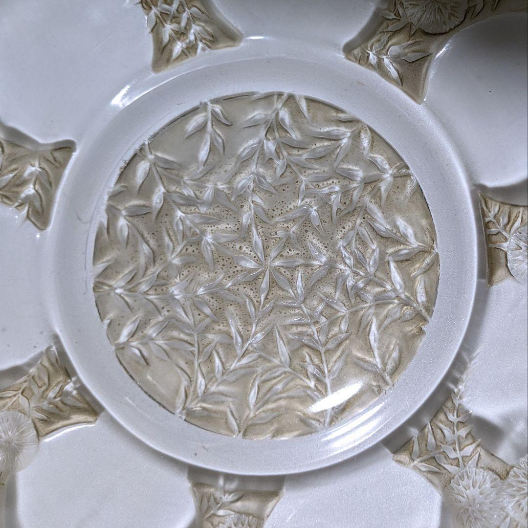 大皿　ルネ・ラリック　R LALIQUE　VASES No.1　茶パチネ　雛菊文