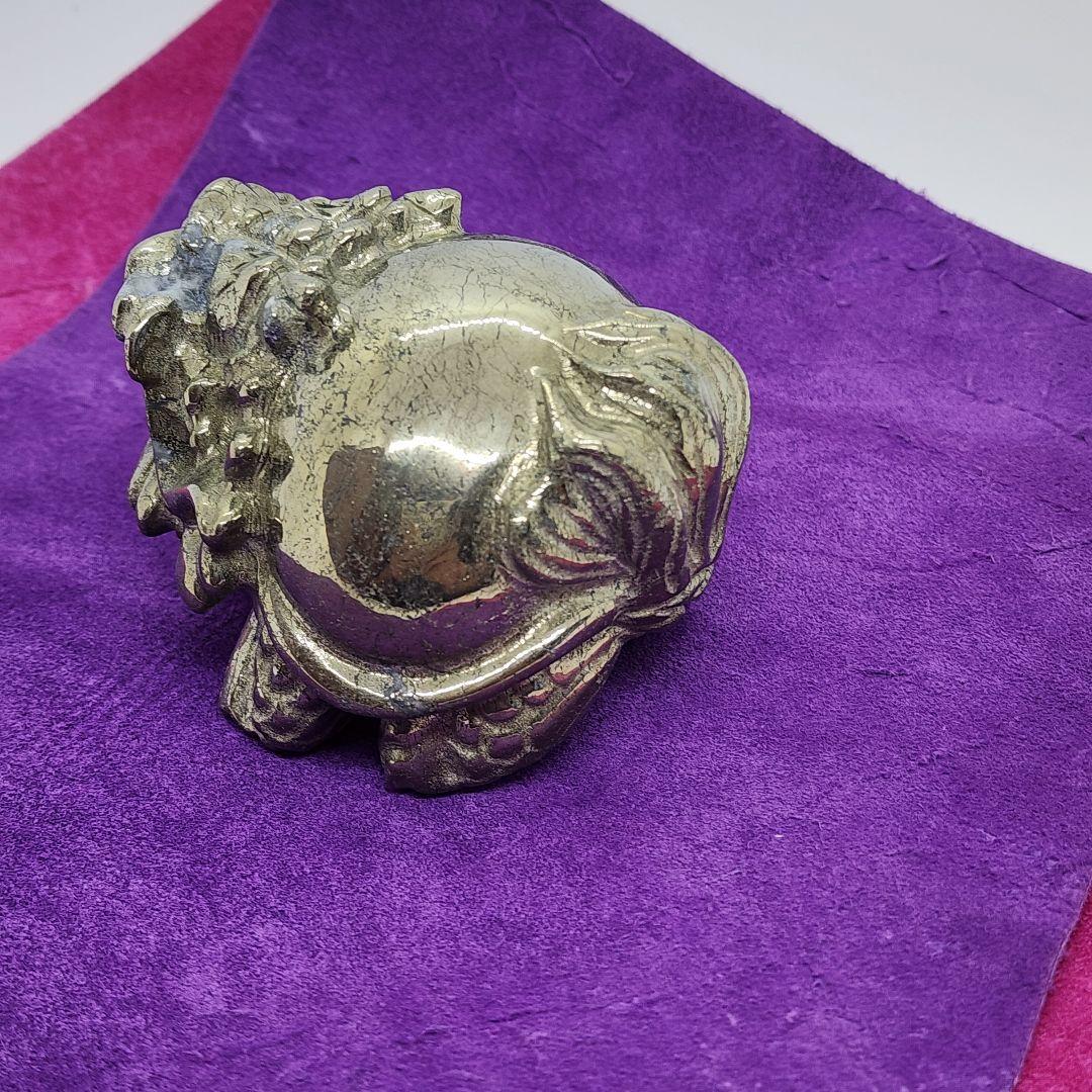 天然石 パイライト 龍亀(ロングイ) 置物 約8cm