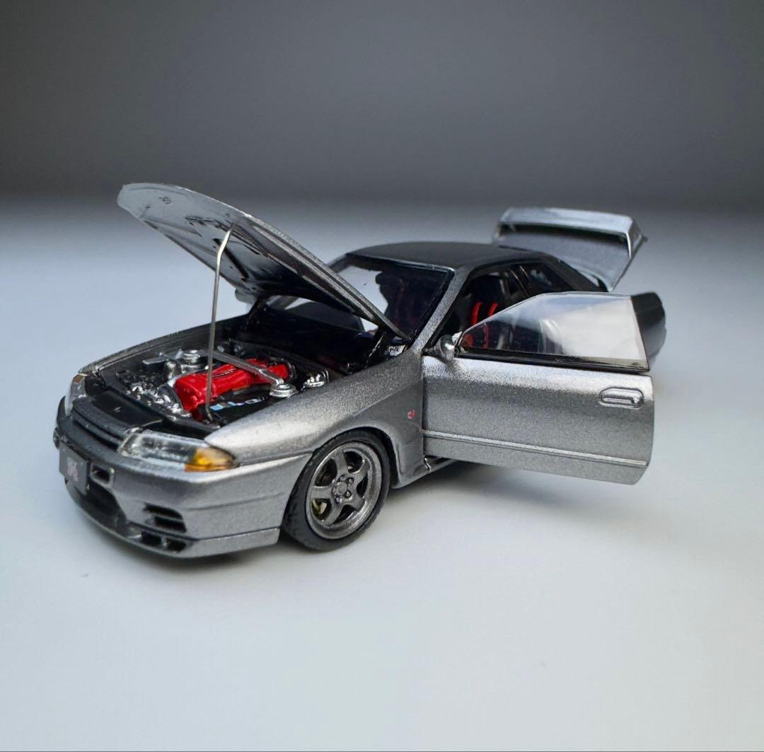 FH 1/64 日産 GT-R R32 グレー フル開閉 ダイキャストミニカー