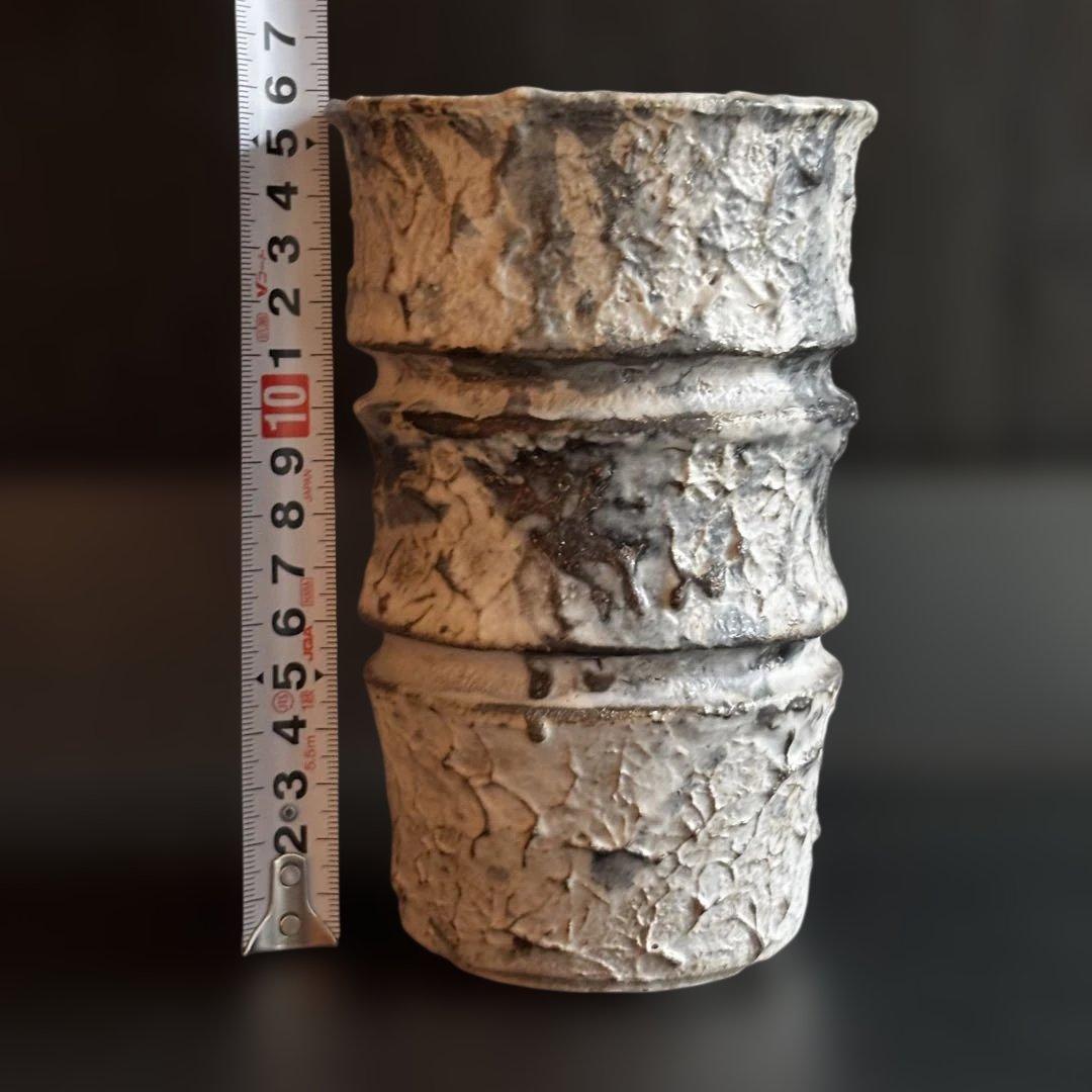 有馬和博 白サビ陶器鉢｜未使用 作家鉢｜φ10.5cm H15.5cm