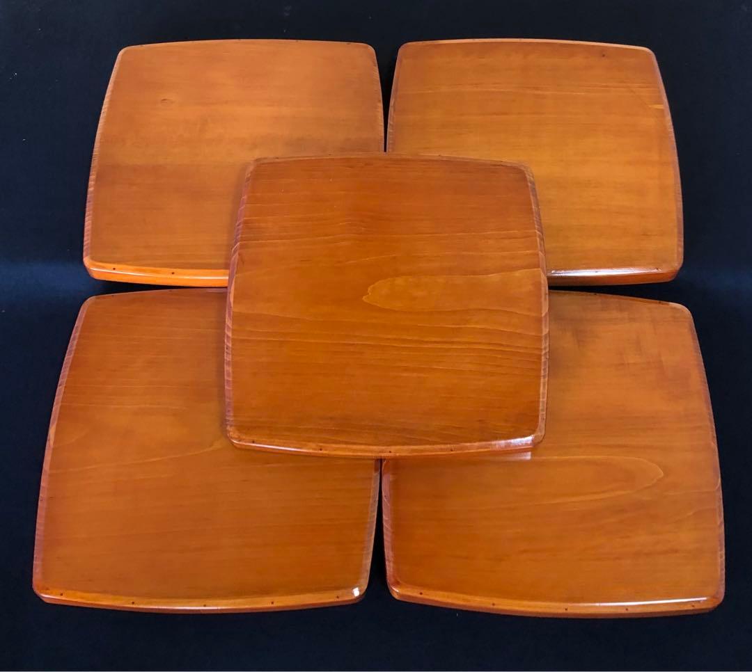 《R》春慶塗 胴張 折敷9客 四方膳 銘々膳 木製漆器 木箱　260203く4