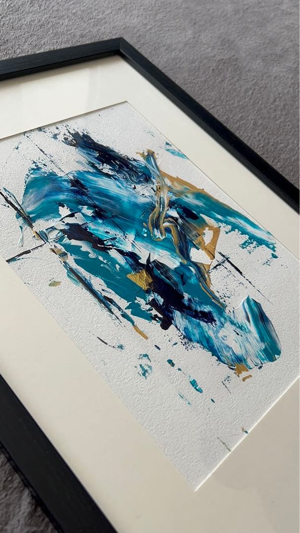 絵画　アート　青　金　インテリア　海外　ホテル　ギフト　新築祝い　モダン　抽象画