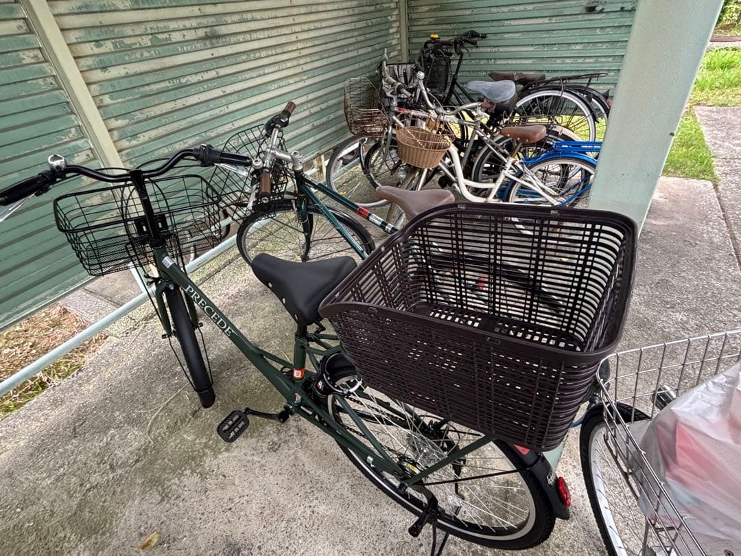 PRECEDE シティサイクル ダークグリーン 前カゴ付き