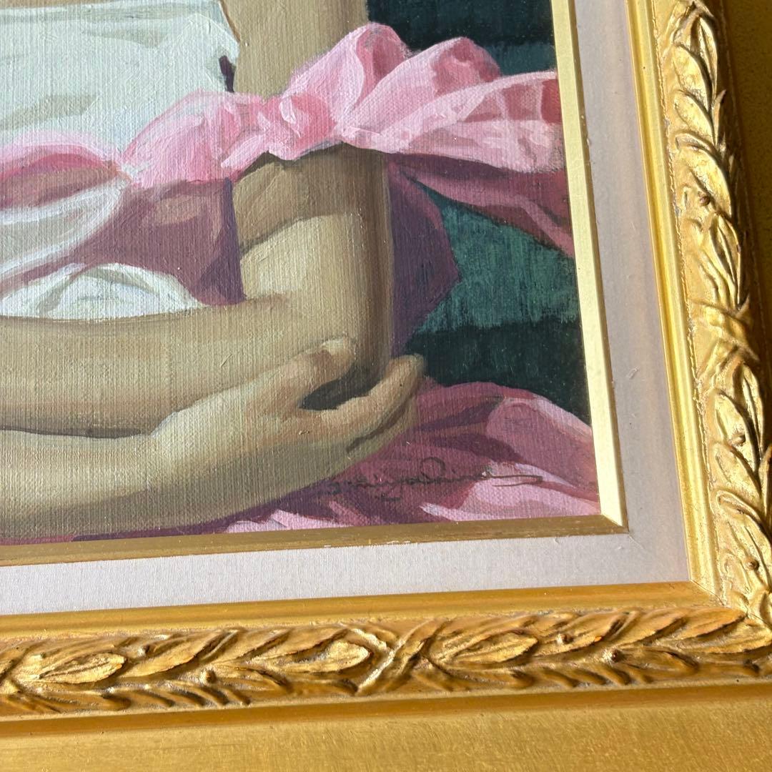 宮平勉 小さな踊り子 絵画 油彩画 油絵 額装 人物画 油彩 アートC