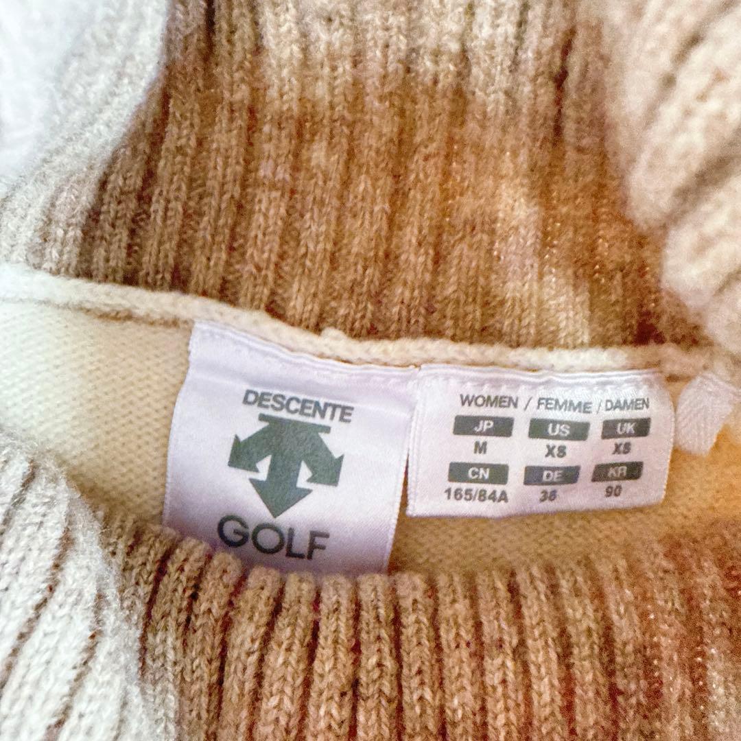 【デサントゴルフ】美品♡ニットセーター タートルネック ベージュ luxe M