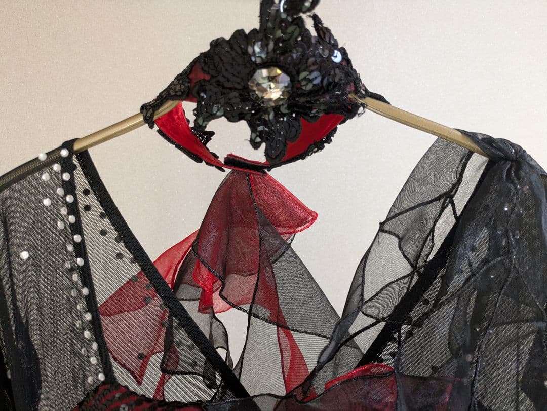 社交ダンス ドレス 黒 赤 スタンダード